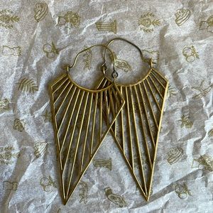 Bohemian Gold Winged Triangle Earrings